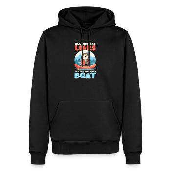 Les hommes de plaisance sont des menteurs qui en choisissent un avec un bateau - Sweat à capuche Premium bio Homme - noir - Devant - Nico (187cm)