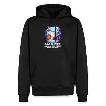 Street Basketball Rim Shots : Parce que qui a besoin de filet - Sweat à capuche Premium bio Homme - noir - Devant - Nico (187cm)
