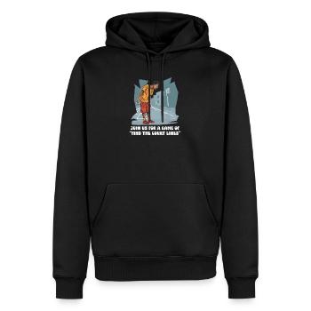 Basket-ball de rue Rejoindre le jeu Trouver des lignes de terrain - Sweat à capuche Premium bio Homme - noir - Devant - Nico (187cm)
