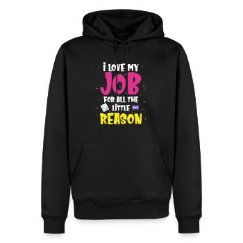 I love my job for all the little reasons - Men’s Premium Organic Hoodie - black - Front - Nico (187cm)