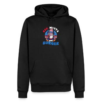 4 juillet Gnome américain rouge blanc et burger - Sweat à capuche Premium bio Homme - noir - Devant - Nico (187cm)