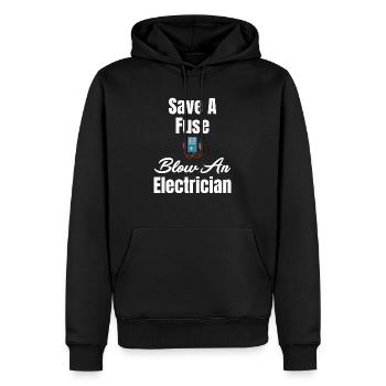Speichern Sie Einen Sicherungsdurchbruch. Ein - Männer Premium Bio Hoodie - Schwarz - Vorne - Nico (187cm)