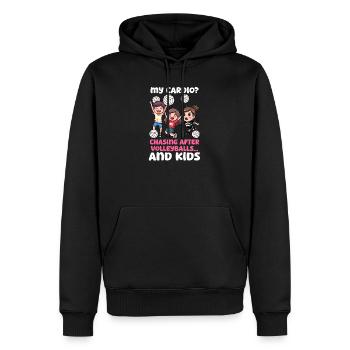 Volley-ball Maman Cardio Chasing Volleyballs Et Enfants - Sweat à capuche Premium bio Homme - noir - Devant - Nico (187cm)