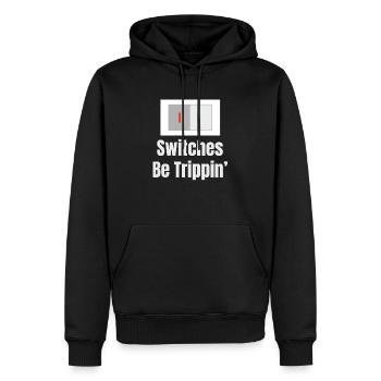 Les interrupteurs font trébucher l’humour d’un ingénieur électricien - Sweat à capuche Premium bio Homme - noir - Devant - Nico (187cm)