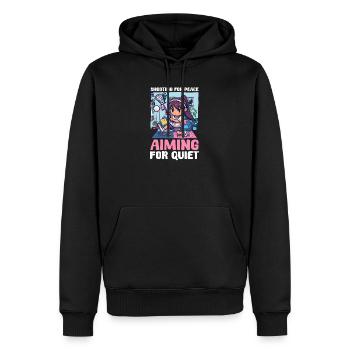 Maman de crosse tirant pour la paix, visant le calme - Sweat à capuche Premium bio Homme - noir - Devant - Nico (187cm)