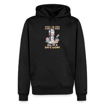 Lacrosse Mom Stick Checks & Sanity Checks - Männer Premium Bio Hoodie - Schwarz - Vorne - Nico (187cm)