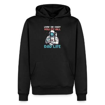 Volley-ball Papa Livin Crazy Volleyball Vie - Sweat à capuche Premium bio Homme - noir - Devant - Nico (187cm)
