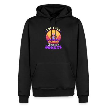 Donut, mach Yoga wegen der Donuts - Männer Premium Bio Hoodie - Schwarz - Vorne - Nico (187cm)