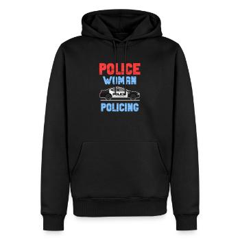 Policière, La policière policière, - Sweat à capuche Premium bio Homme - noir - Devant - Nico (187cm)