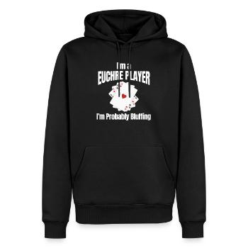 Ich Bin Ein Euchre-spieler, Ich Bluffe - Männer Premium Bio Hoodie - Schwarz - Vorne - Nico (187cm)