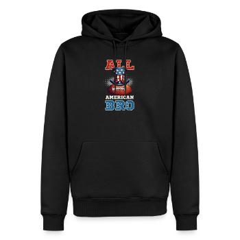 4. Juli Fußball All American Bro - Männer Premium Bio Hoodie - Schwarz - Vorne - Nico (187cm)