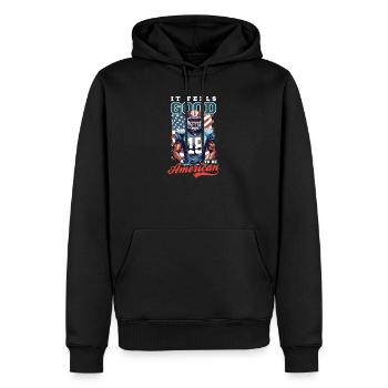 4 juillet Football Feels Good Be American - Sweat à capuche Premium bio Homme - noir - Devant - Nico (187cm)
