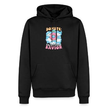 Donut-Lover-Donuts: Der glasierte Retter meiner Seele - Männer Premium Bio Hoodie - Schwarz - Vorne - Nico (187cm)