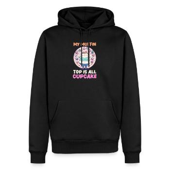 Cupcake Lover My Muffin Top is All Cupcake - Sweat à capuche Premium bio Homme - noir - Devant - Nico (187cm)