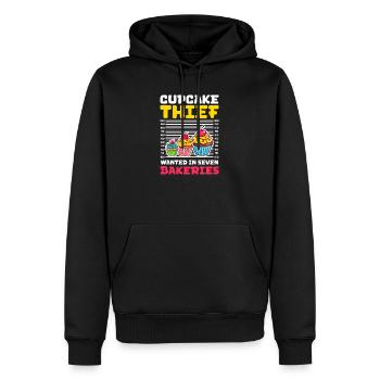 Voleur amateur de cupcakes : recherché dans sept boulangeries - Sweat à capuche Premium bio Homme - noir - Devant - Nico (187cm)