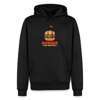 Burger und Minigolf - Männer Premium Bio Hoodie - Schwarz - Vorne - Nico (187cm)