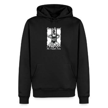 Weibliche Bodybuilderin Schönheit jenseits der Muskeln - Männer Premium Bio Hoodie - Schwarz - Vorne - Nico (187cm)