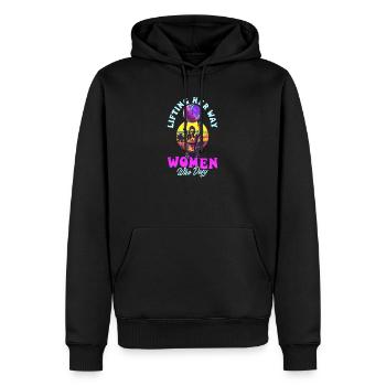Weibliche Bodybuilderin hebt ihren Weg Frauen, die sich trotzen - Männer Premium Bio Hoodie - Schwarz - Vorne - Nico (187cm)