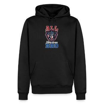 Boxen All American Bro - Männer Premium Bio Hoodie - Schwarz - Vorne - Nico (187cm)