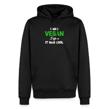 I was a vegan before it was cool - Men’s Premium Organic Hoodie - black - Front - Nico (187cm)