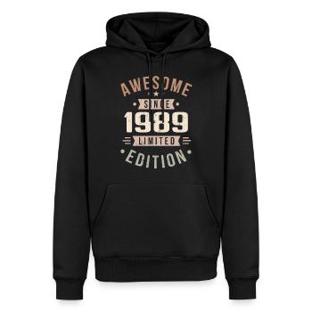 Original 1989 Vintage Vintage anniversaire 1989 - Sweat à capuche Premium bio Homme - noir - Devant - Nico (187cm)
