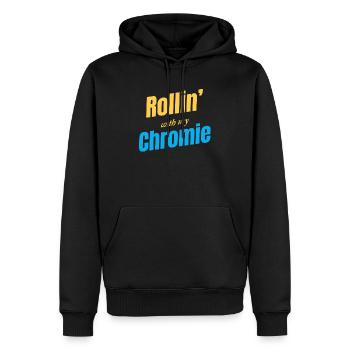 Rouler avec mon autisme trisomique Chromie - Sweat à capuche Premium bio Homme - noir - Devant - Nico (187cm)