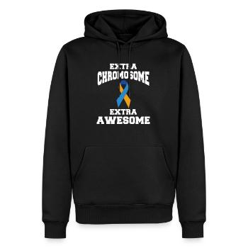 Extra Chromosome Extra Awesome Down Syndrome - Men’s Premium Organic Hoodie - black - Front - Nico (187cm)