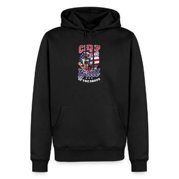 Patriotic Chef Chef Free, Griller Brave - Men’s Premium Organic Hoodie - black - Front - Nico (187cm)