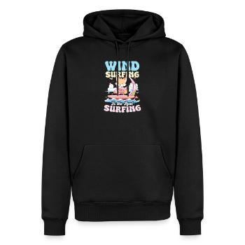 Windsurfen ist das wahre Surfen - Männer Premium Bio Hoodie - Schwarz - Vorne - Nico (187cm)