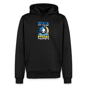 Panda n’abandonne jamais ses rêves continue de dormir - Sweat à capuche Premium bio Homme - noir - Devant - Nico (187cm)