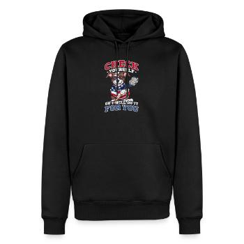 4. Juli Lacrosse-Hund, den ich für Sie überprüfen werde - Männer Premium Bio Hoodie - Schwarz - Vorne - Nico (187cm)