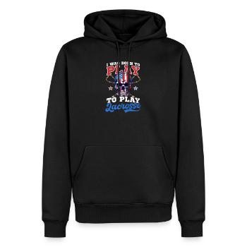 4. Juli Lacrosse Geboren, um Lacrosse zu spielen - Männer Premium Bio Hoodie - Schwarz - Vorne - Nico (187cm)