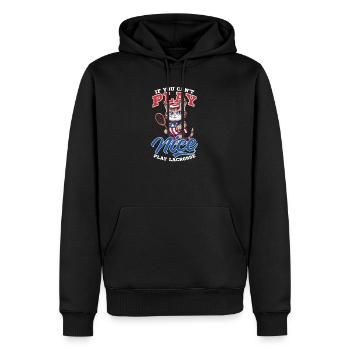 4 juillet Lacrosse Cat Play Lacrosse - Sweat à capuche Premium bio Homme - noir - Devant - Nico (187cm)