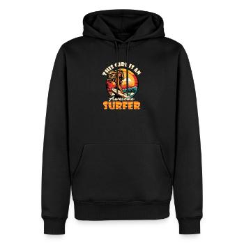 Surfer Vintage Retro Mädchen Surfen - Männer Premium Bio Hoodie - Schwarz - Vorne - Nico (187cm)