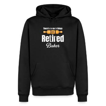 There is no retired baker who - Men’s Premium Organic Hoodie - black - Front - Nico (187cm)
