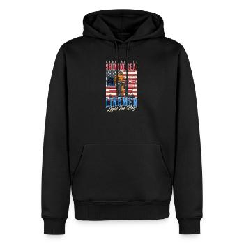 Patriotischer Lineman Sea to Shining Sea Light der Weg - Männer Premium Bio Hoodie - Schwarz - Vorne - Nico (187cm)