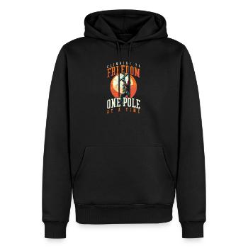 Patriotischer Lineman klettert die Freiheit an einer Stange nach der anderen - Männer Premium Bio Hoodie - Schwarz - Vorne - Nico (187cm)