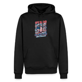 Patriotischer 3D-Druck mit Sternen, Streifen und Filament - Männer Premium Bio Hoodie - Schwarz - Vorne - Nico (187cm)