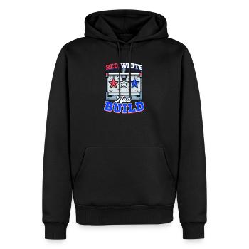 Patriotischer 3D-Druck Rot, Weiß und Build - Männer Premium Bio Hoodie - Schwarz - Vorne - Nico (187cm)