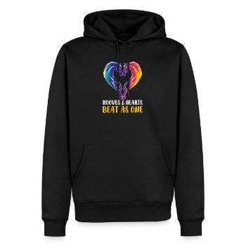 Western Rodeo Hufe & Herzen: Schlagen Sie wie eine Einheit - Männer Premium Bio Hoodie - Schwarz - Vorne - Nico (187cm)