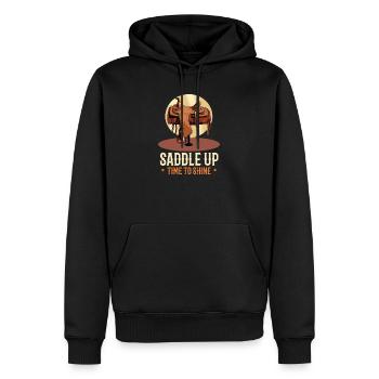 Western Rodeo satteln, Zeit zu glänzen - Männer Premium Bio Hoodie - Schwarz - Vorne - Nico (187cm)