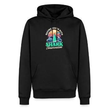 Biologe Hailiebhaber Wellen Haischutz - Männer Premium Bio Hoodie - Schwarz - Vorne - Nico (187cm)