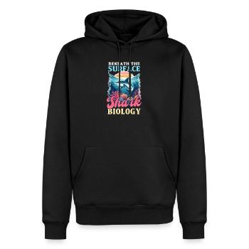 Biologiste amoureux des requins sous la surface : Shark Biolo - Sweat à capuche Premium bio Homme - noir - Devant - Nico (187cm)