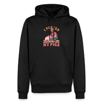 Les éleveurs de porcs préfèrent traîner avec les cochons - Sweat à capuche Premium bio Homme - noir - Devant - Nico (187cm)