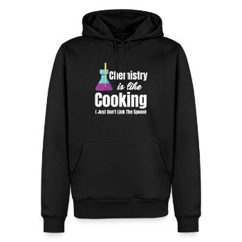 Chemistry is like cooking (just not the spoon - Men’s Premium Organic Hoodie - black - Front - Nico (187cm)