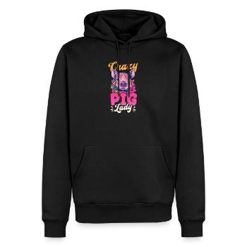 Schweinezüchter Crazy Pig Lady - Männer Premium Bio Hoodie - Schwarz - Vorne - Nico (187cm)