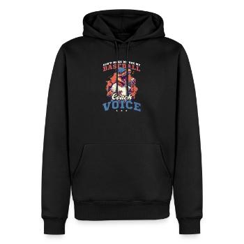 4. Juli Baseballtrainer verwenden Coach Voice - Männer Premium Bio Hoodie - Schwarz - Vorne - Nico (187cm)