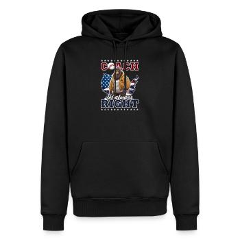 4. Juli Baseball-Coach Coach hat immer Recht - Männer Premium Bio Hoodie - Schwarz - Vorne - Nico (187cm)