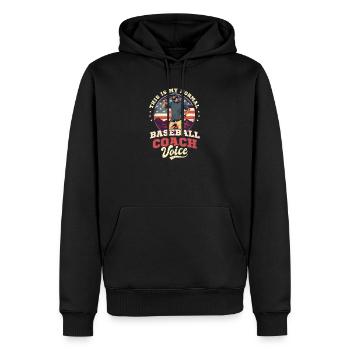 4. Juli Baseballtrainer Normale Trainerstimme - Männer Premium Bio Hoodie - Schwarz - Vorne - Nico (187cm)