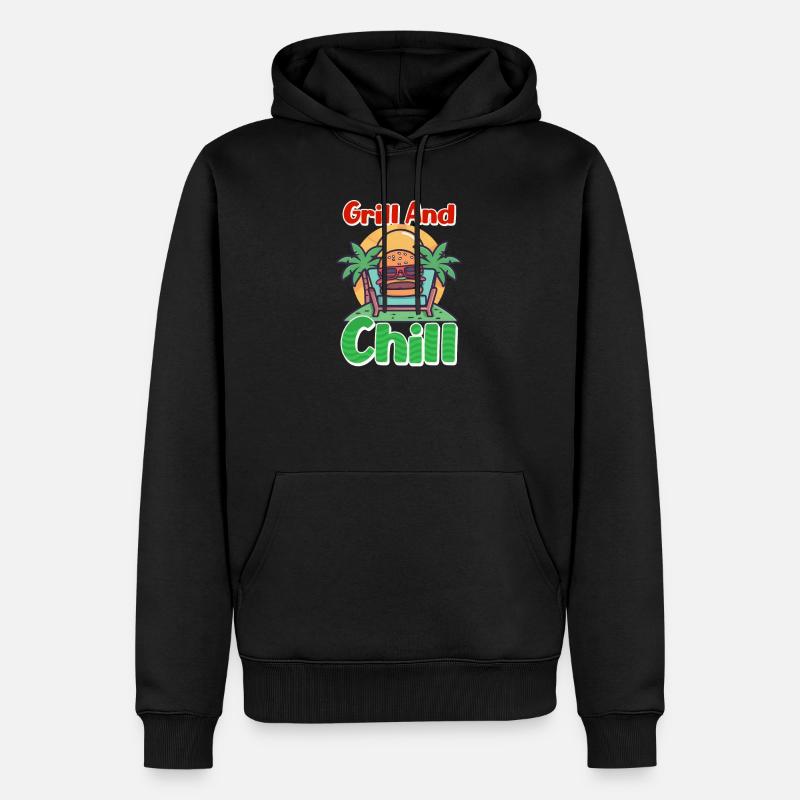 Hamburger Grillé et Chill - Sweat à capuche Premium bio Homme - noir